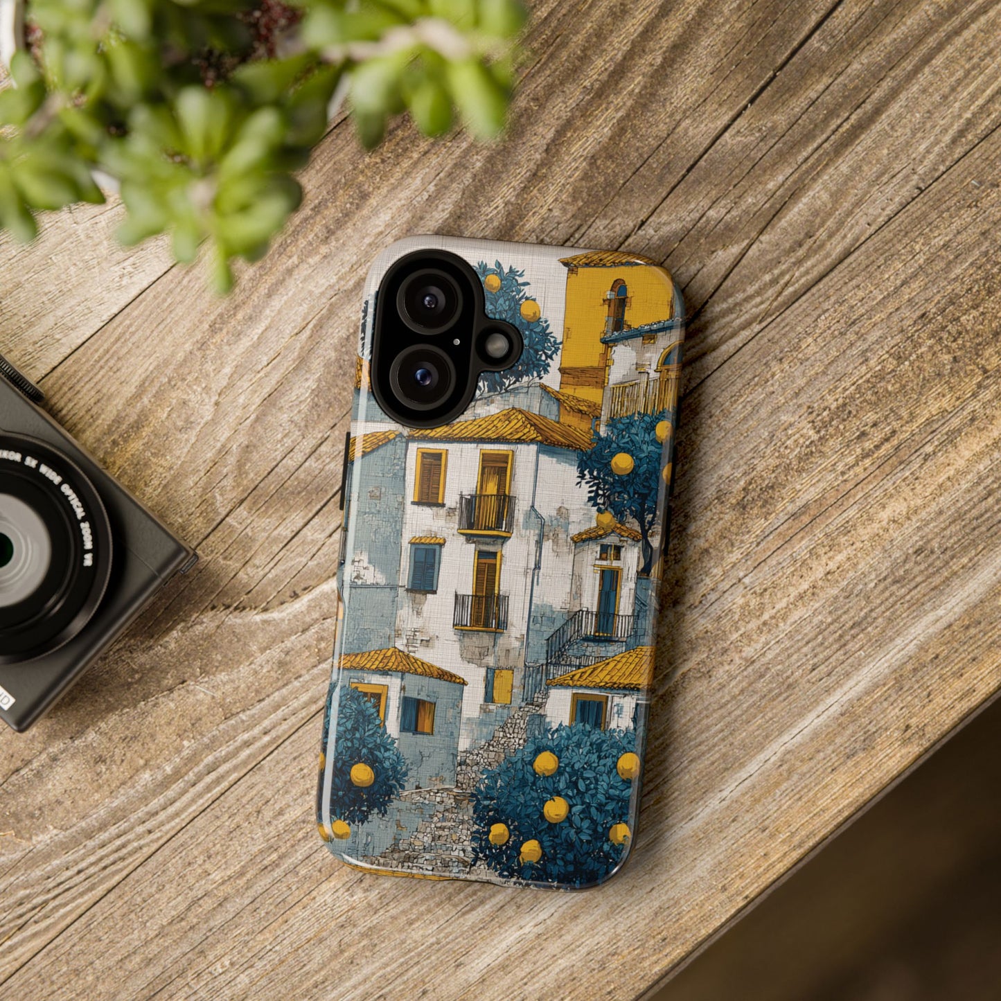 Artistic Amalfi Coast Lemon Tree Phone Case, Mediterranean Style Durable Cover for iPhone, Samsung & Pixel Models, Italian Summer Aesthetic