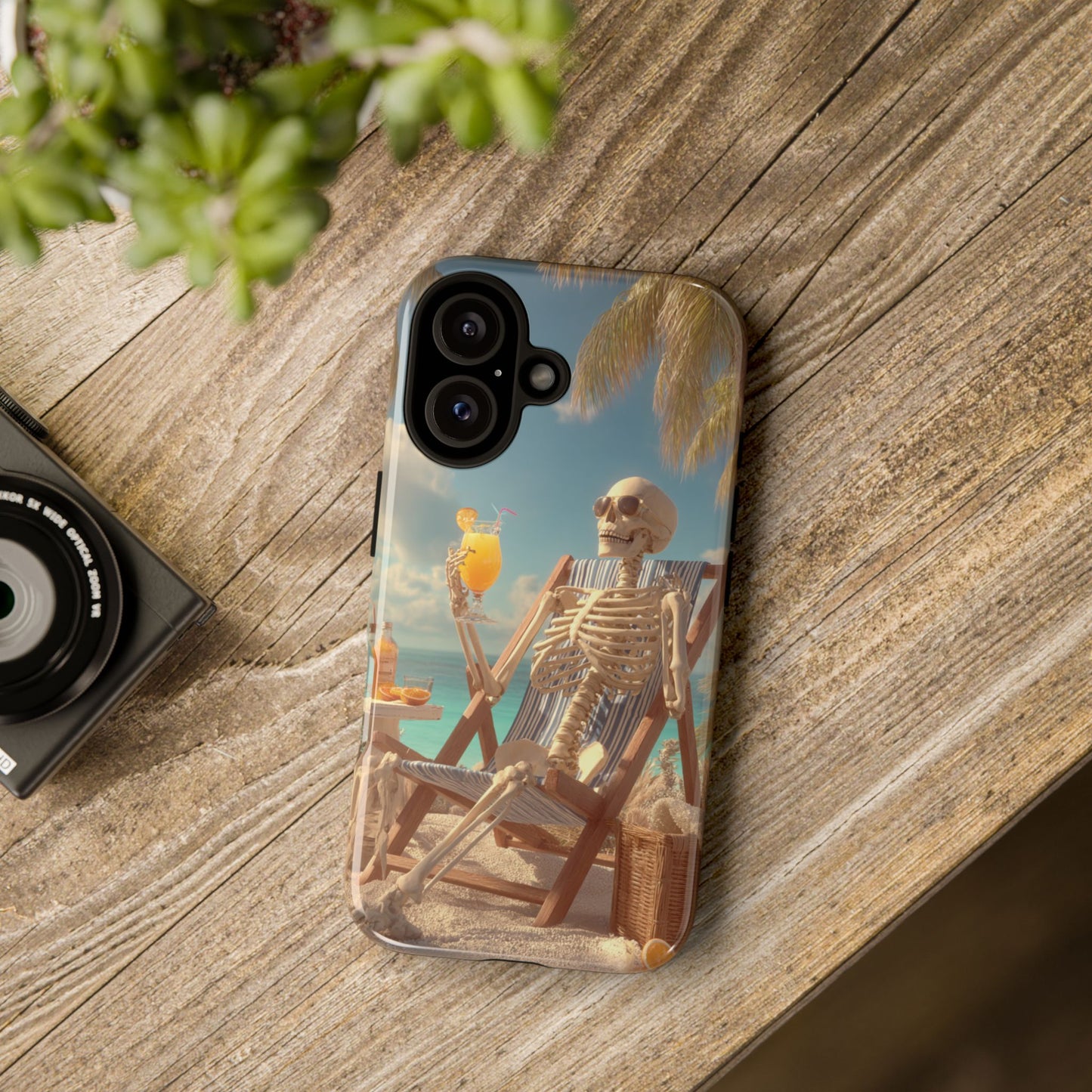 Summerween Skeleton Phone Case - Funny Animated Design for iPhone Samsung Pixel, Tough & Spooky Cute iPhone Cover, Gothic Aesthetic Gift