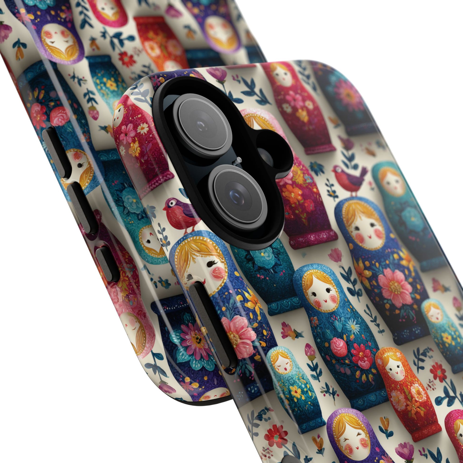 Colorful Matryoshka Doll Phone Case with 3D Ornate Design - Cute Russian Nesting Dolls for iPhone, Samsung & Pixel Models, Quirky Gift Idea