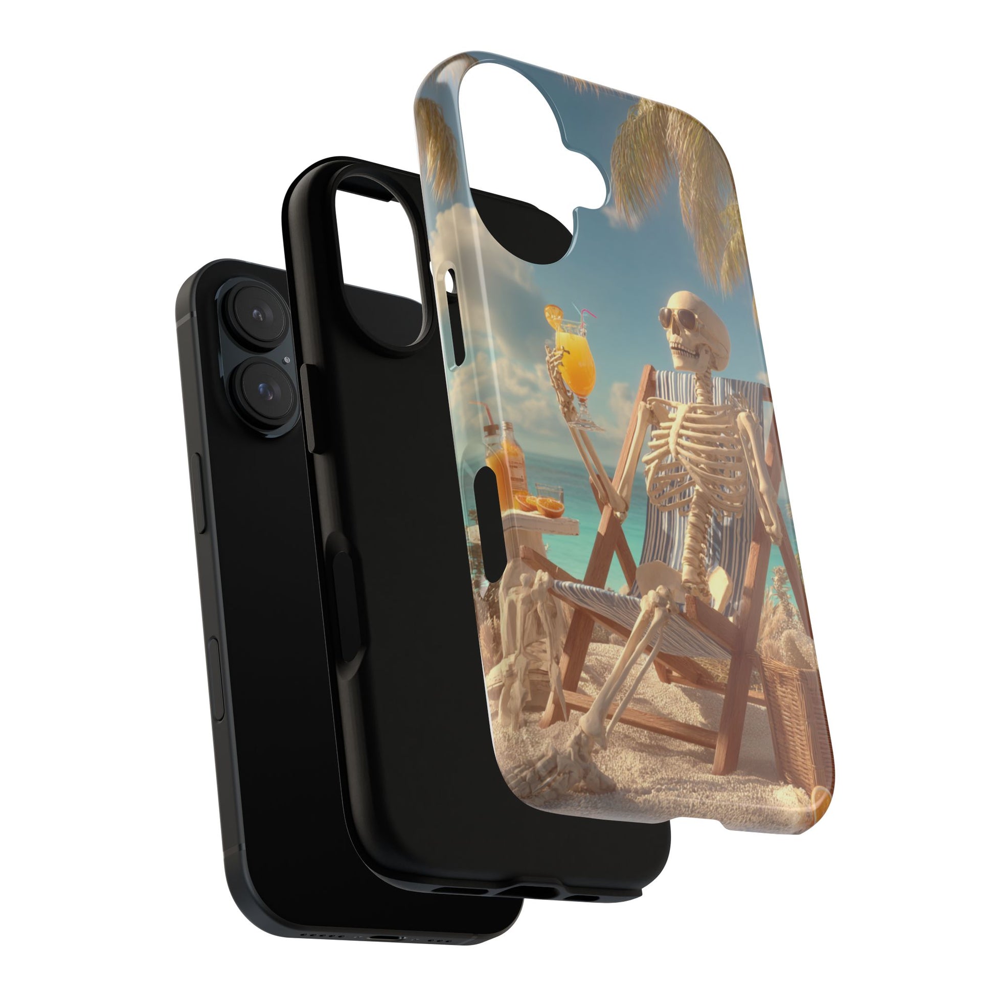 Summerween Skeleton Phone Case - Funny Animated Design for iPhone Samsung Pixel, Tough & Spooky Cute iPhone Cover, Gothic Aesthetic Gift