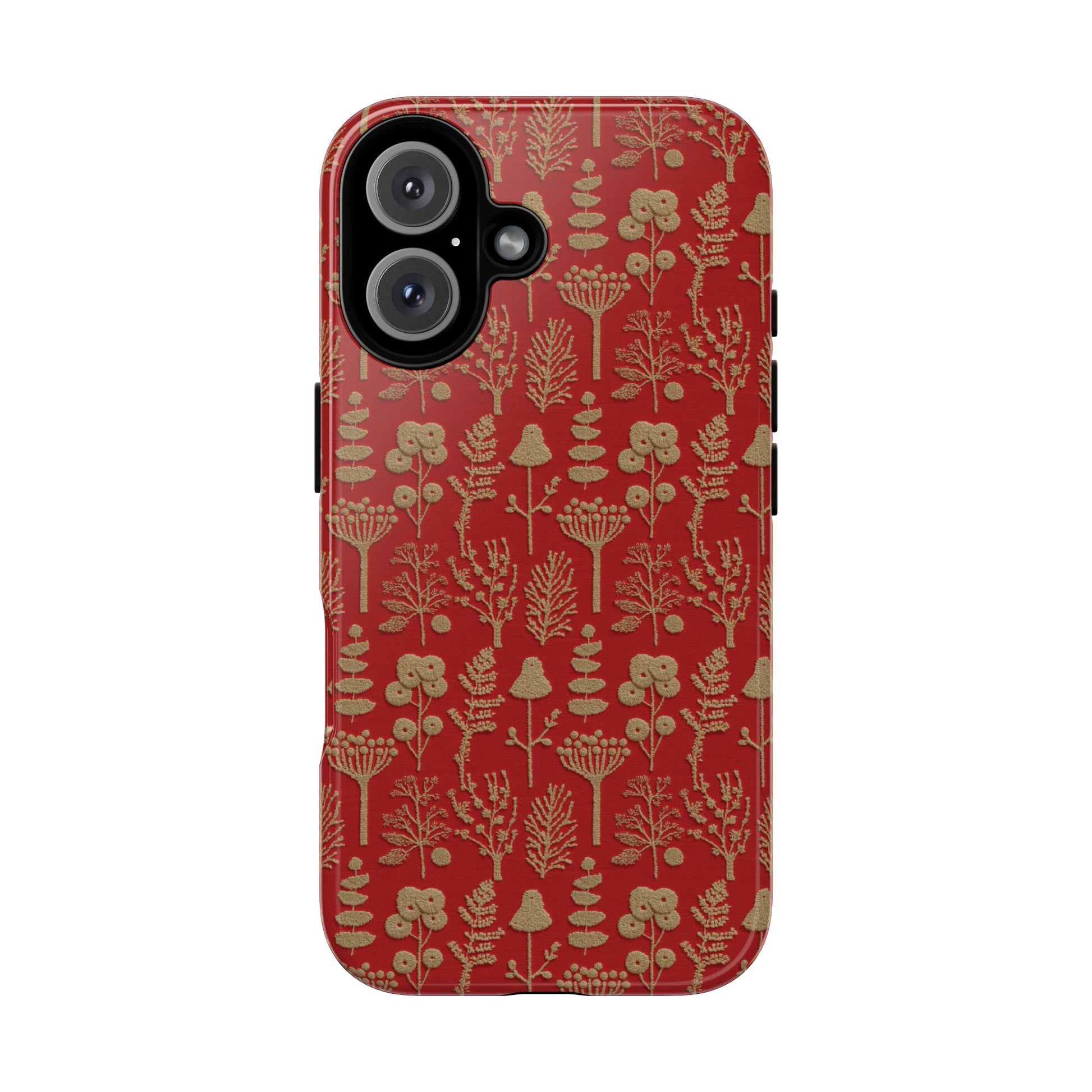 Botanical Embroidery Style Phone Case, Floral Stitch Effect Design for iPhone, Samsung & Pixel Models, Unique Tech Accessory Gift Idea