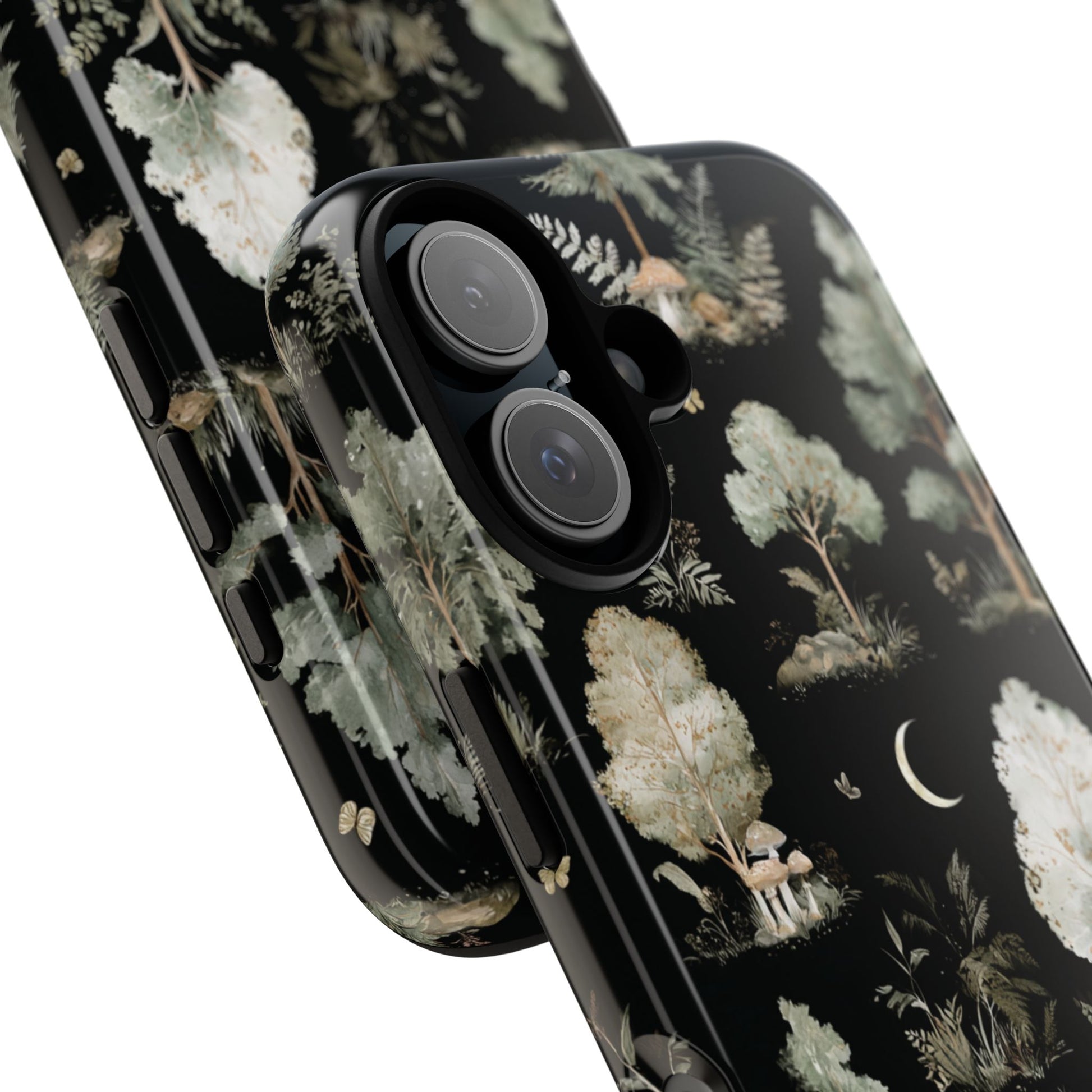Enchanted Forest Phone Case with Watercolor Trees, Ferns, Mushrooms - Gothic Nature Art for iPhone Samsung Pixel, Gothic Cottagecore Case