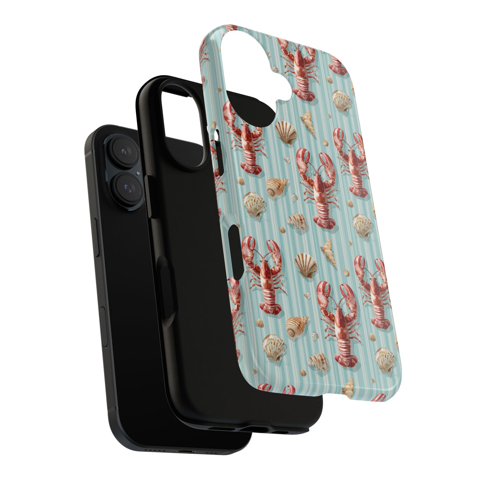Phone Case, Watercolour Lobster Pattern Tough Case, Trendy Summer Theme Design for iPhone Samsung Pixel, Durable and Protective, Coastal