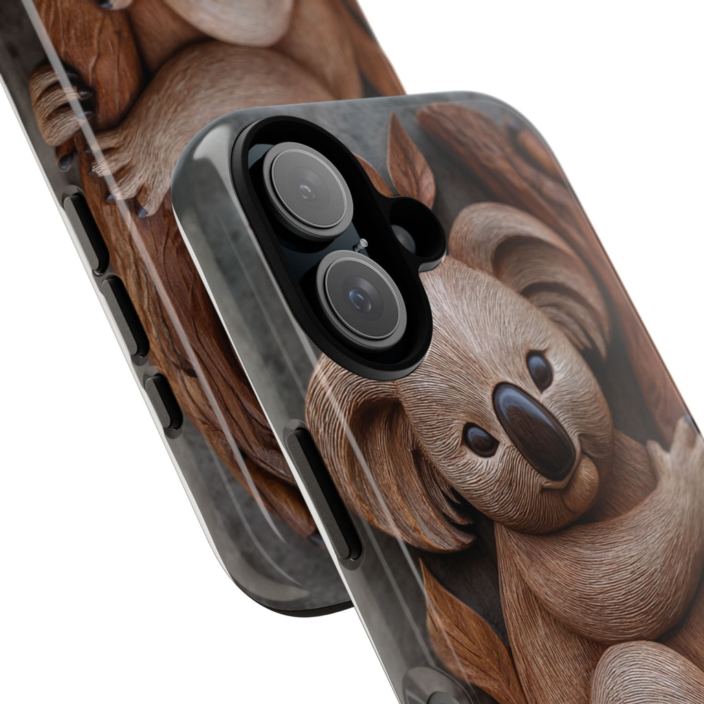 Wood Effect Koala Phone Case with Minimalist Wildlife Design, Tough Protection for iPhone, Samsung, and Pixel, Australian Animal Phone Cover