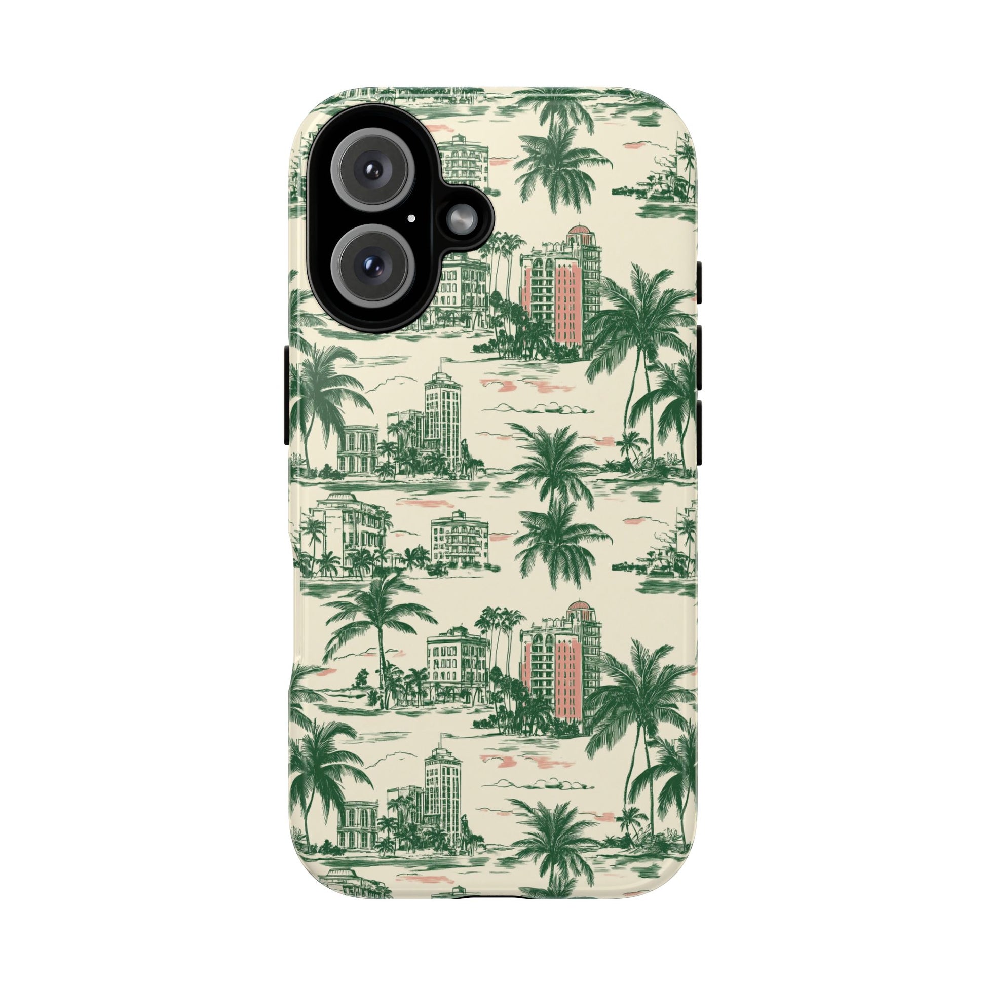 Miami Beach Art Deco Palm Tree Phone Case, Retro Summer Vibe for iPhone, Samsung & Pixel Models, iPhone Summer Case, Tech Gift Idea for Her