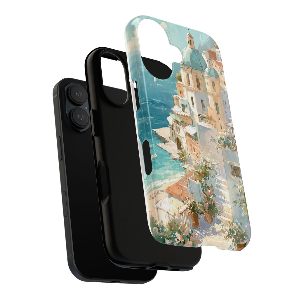 Watercolor Positano Phone Case, Italian Coastal Scene for iPhone, Samsung & Pixel, Amalfi Art Phone Cover, European Summer Aesthetic Gift