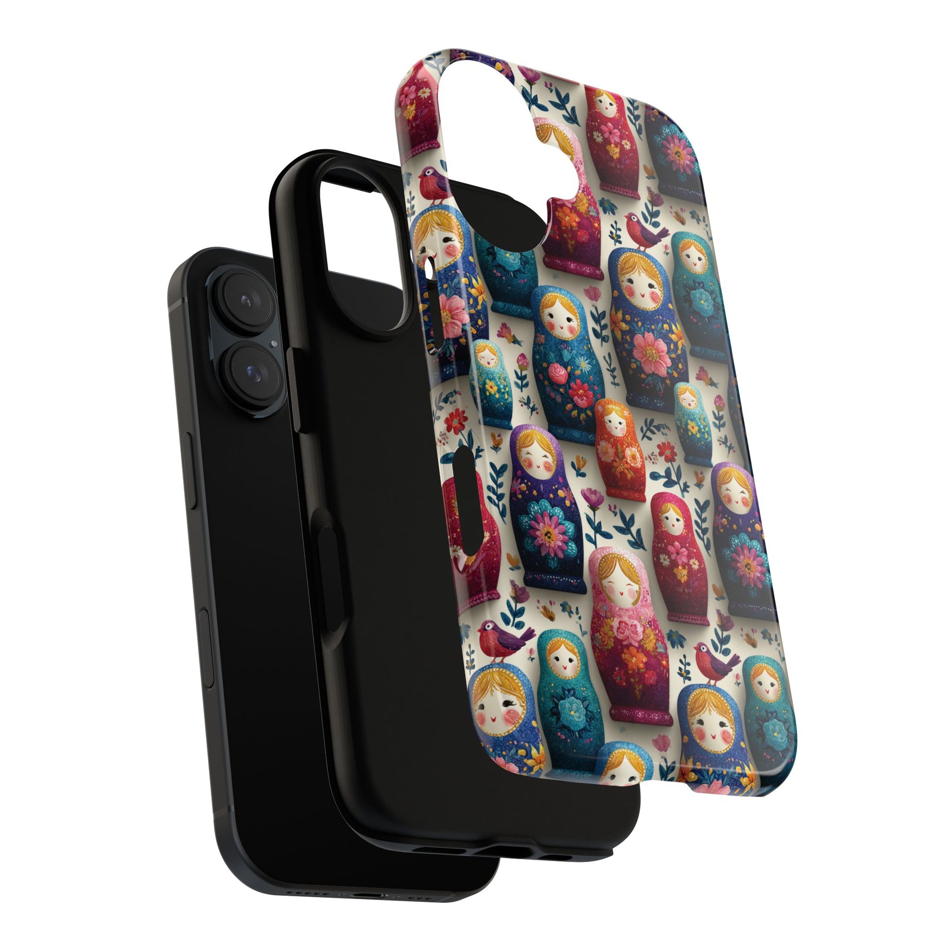 Colorful Matryoshka Doll Phone Case with 3D Ornate Design - Cute Russian Nesting Dolls for iPhone, Samsung & Pixel Models, Quirky Gift Idea