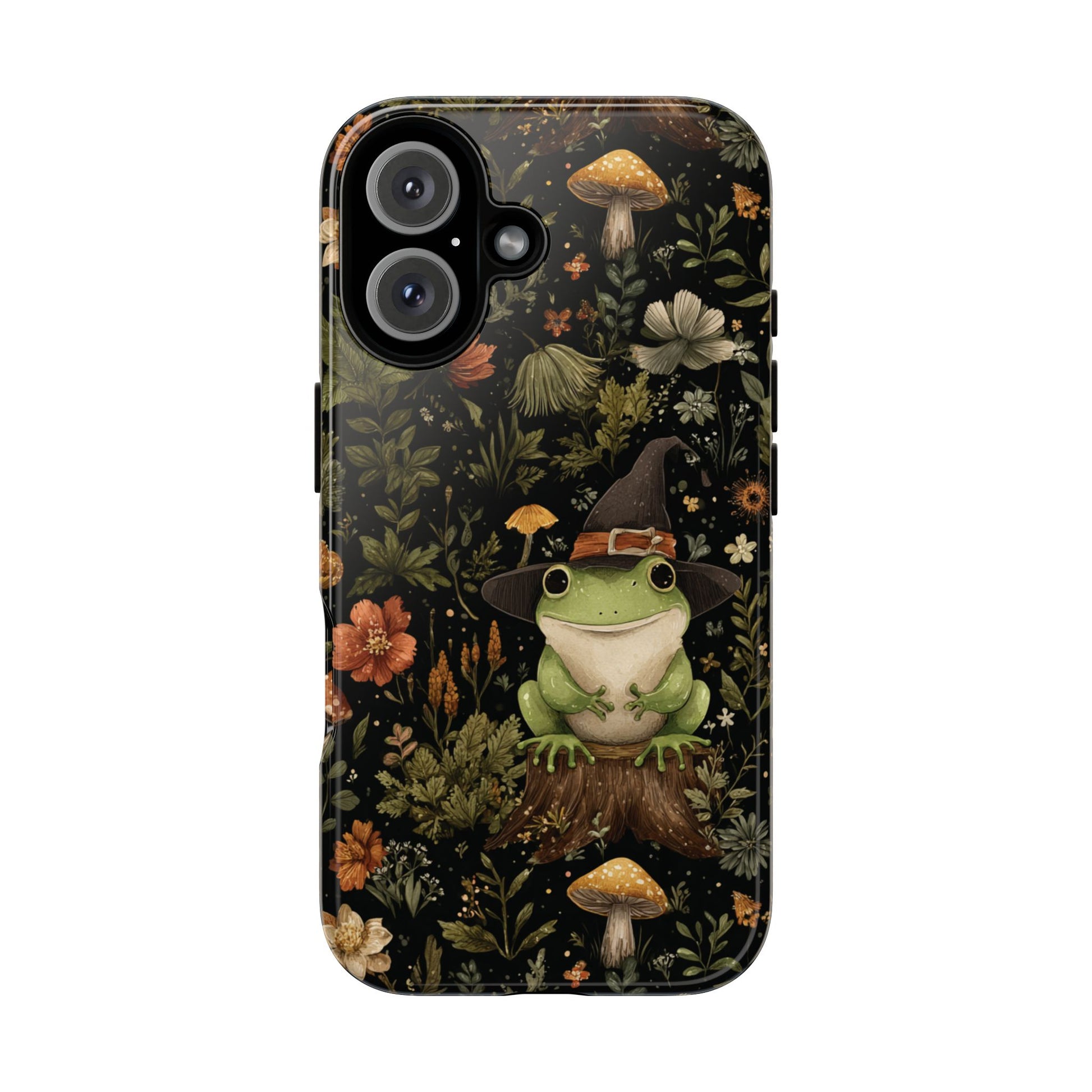 Cute Cottagecore Frog Phone Case with Mushrooms & Floral Forest Pattern - Whimsical Aesthetic for iPhone Samsung Pixel, Quirky Gift Case