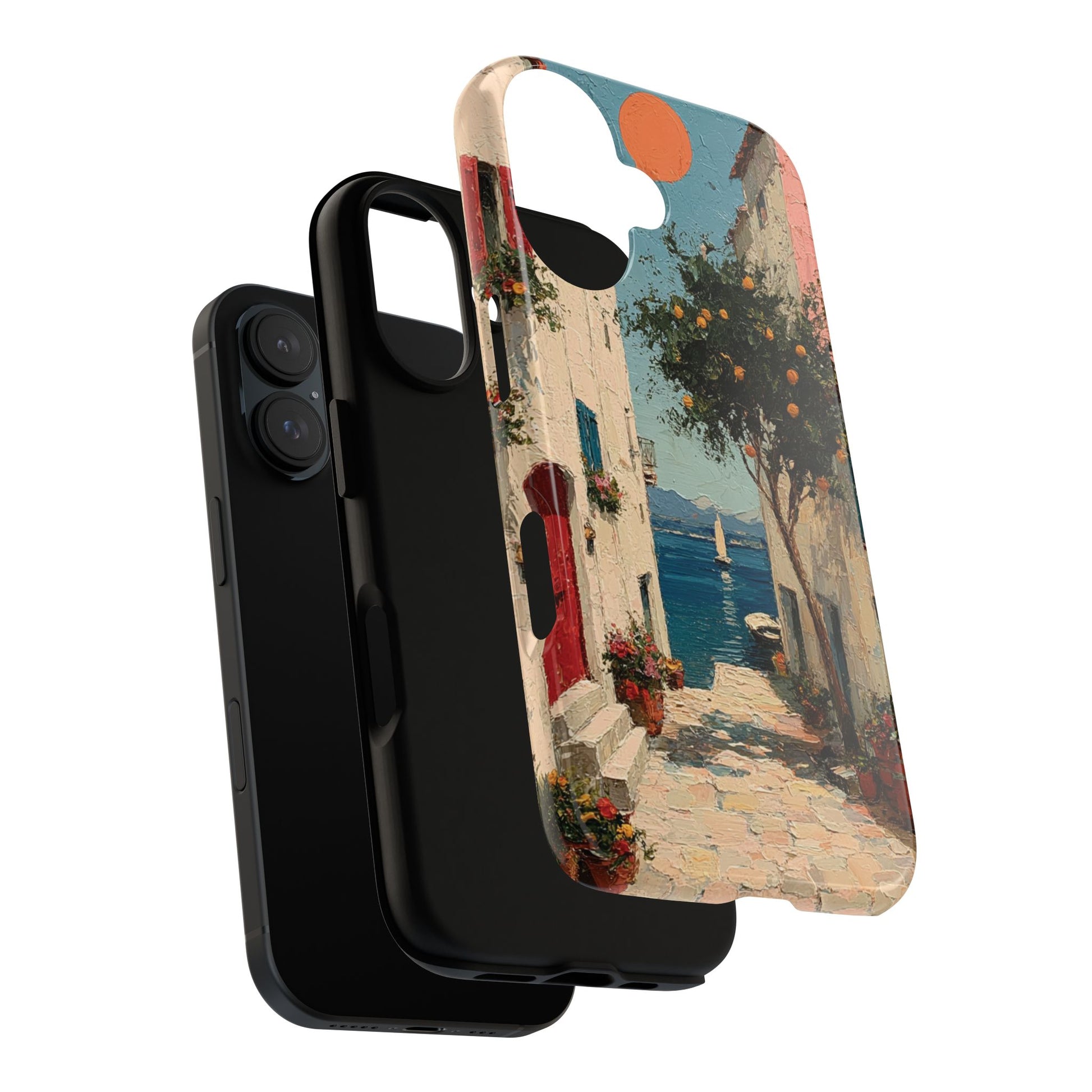Mediterranean Street Phone Case, Elegant Coastal Art Print for iPhone Samsung & Pixel, Italian Summer Aesthetic, Amalfi Art Phone Cover,