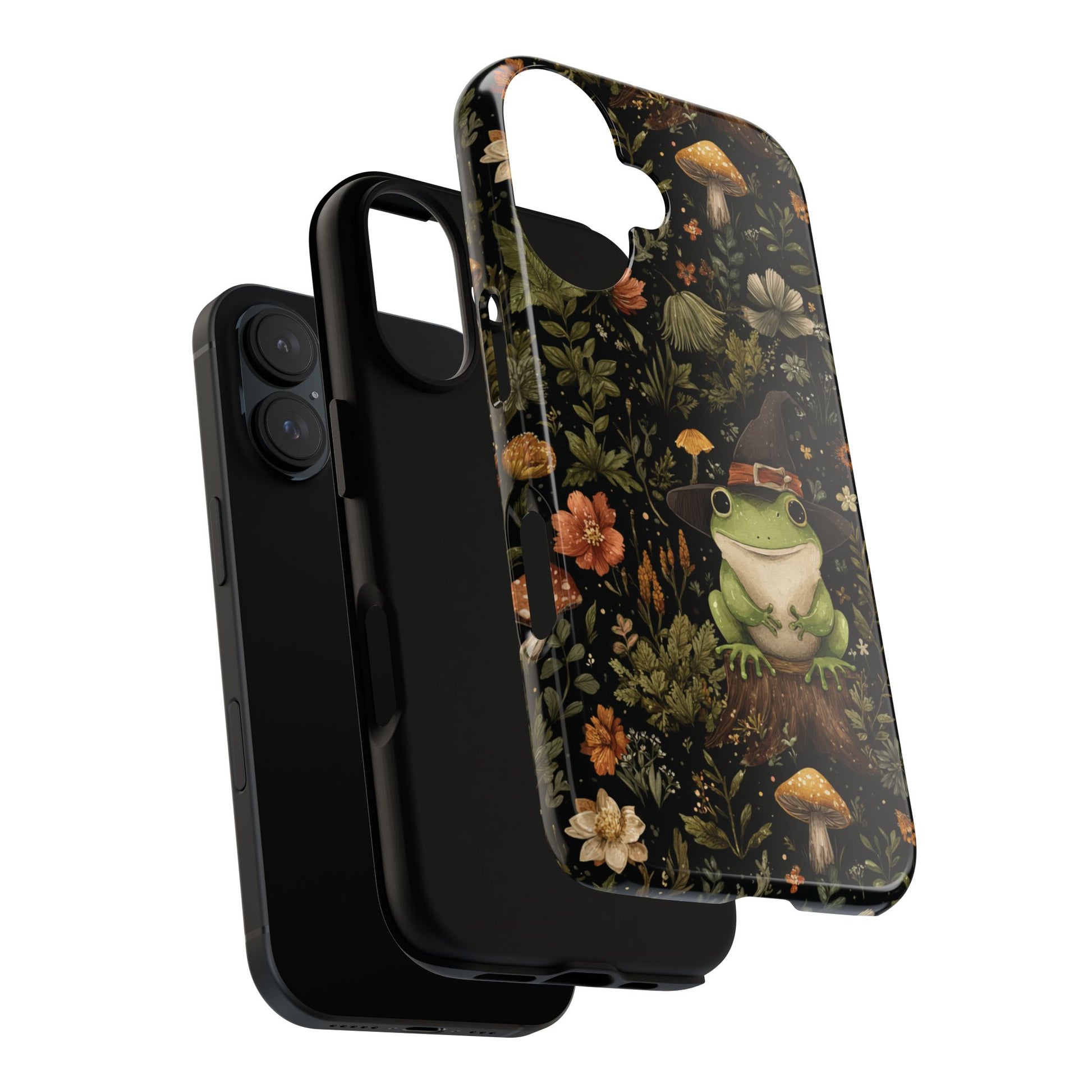 Cute Cottagecore Frog Phone Case with Mushrooms & Floral Forest Pattern - Whimsical Aesthetic for iPhone Samsung Pixel, Quirky Gift Case