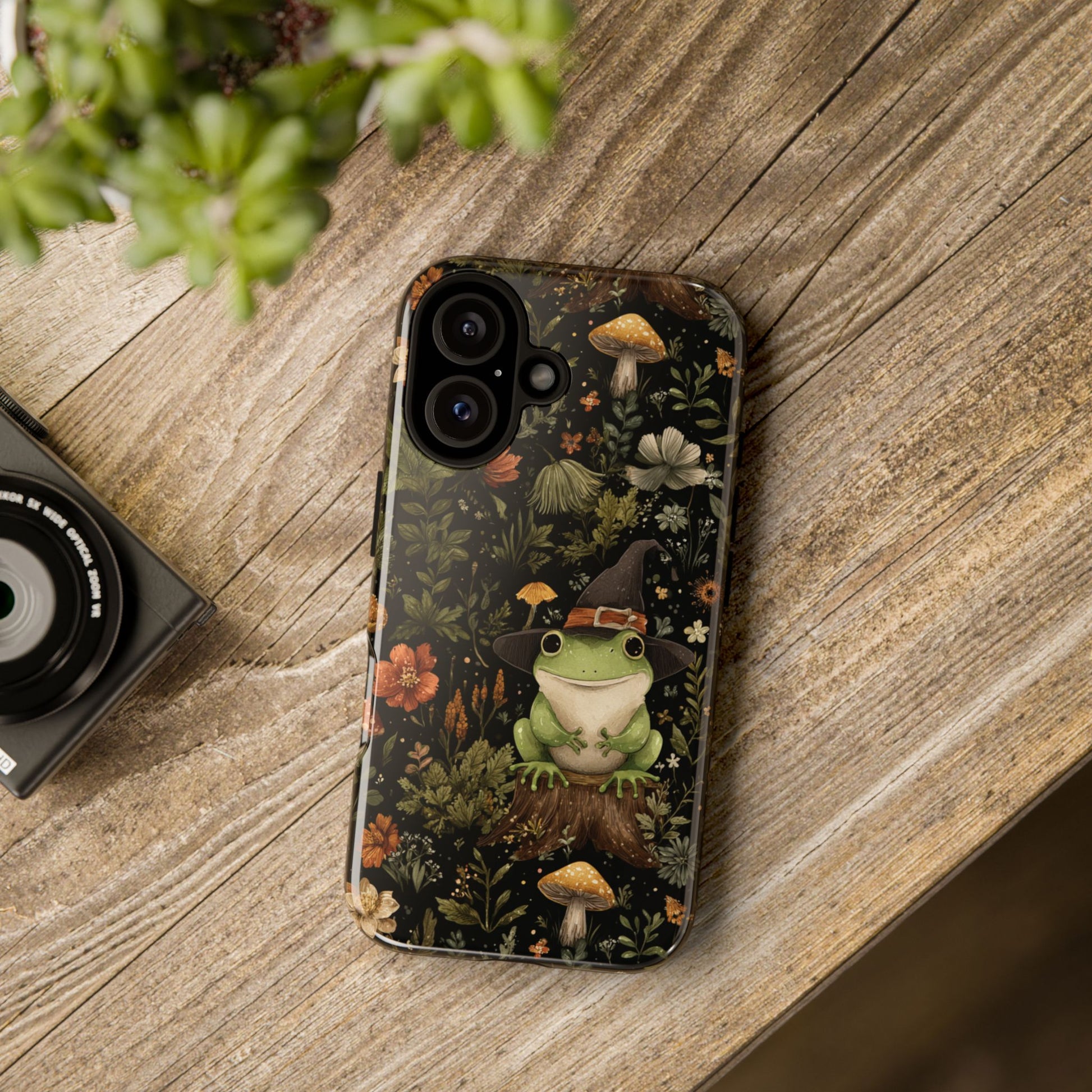 Cute Cottagecore Frog Phone Case with Mushrooms & Floral Forest Pattern - Whimsical Aesthetic for iPhone Samsung Pixel, Quirky Gift Case