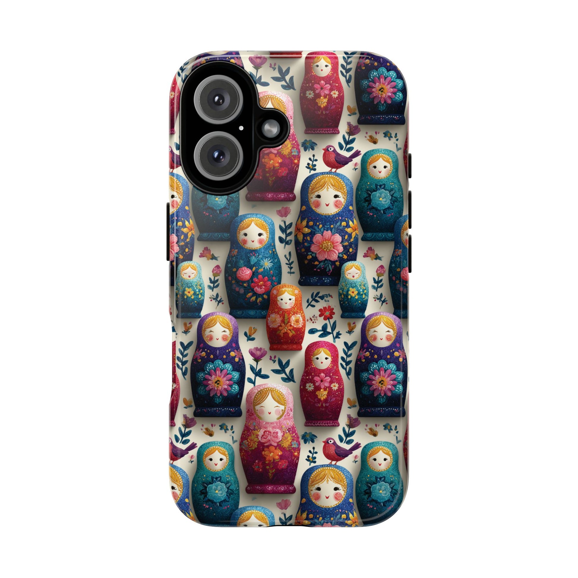 Colorful Matryoshka Doll Phone Case with 3D Ornate Design - Cute Russian Nesting Dolls for iPhone, Samsung & Pixel Models, Quirky Gift Idea