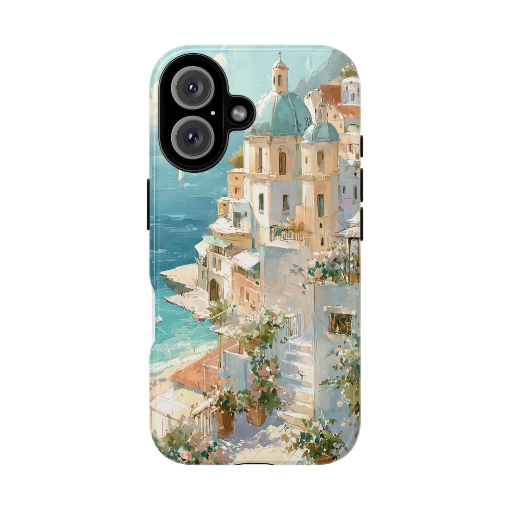 Watercolor Positano Phone Case, Italian Coastal Scene for iPhone, Samsung & Pixel, Amalfi Art Phone Cover, European Summer Aesthetic Gift