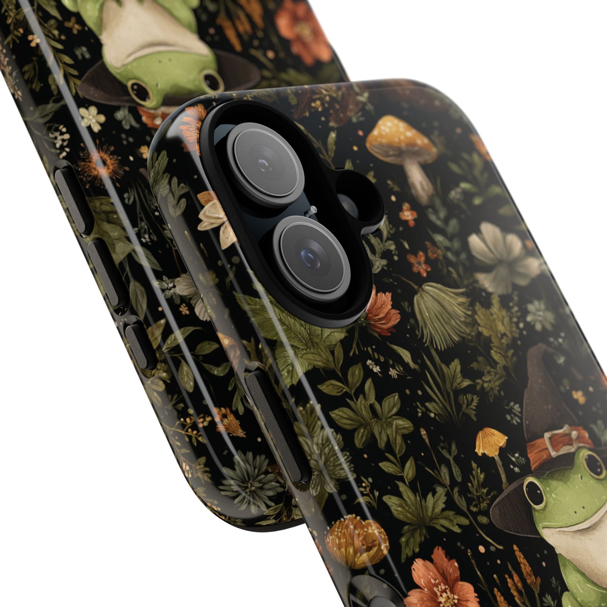 Cute Cottagecore Frog Phone Case with Mushrooms & Floral Forest Pattern - Whimsical Aesthetic for iPhone Samsung Pixel, Quirky Gift Case