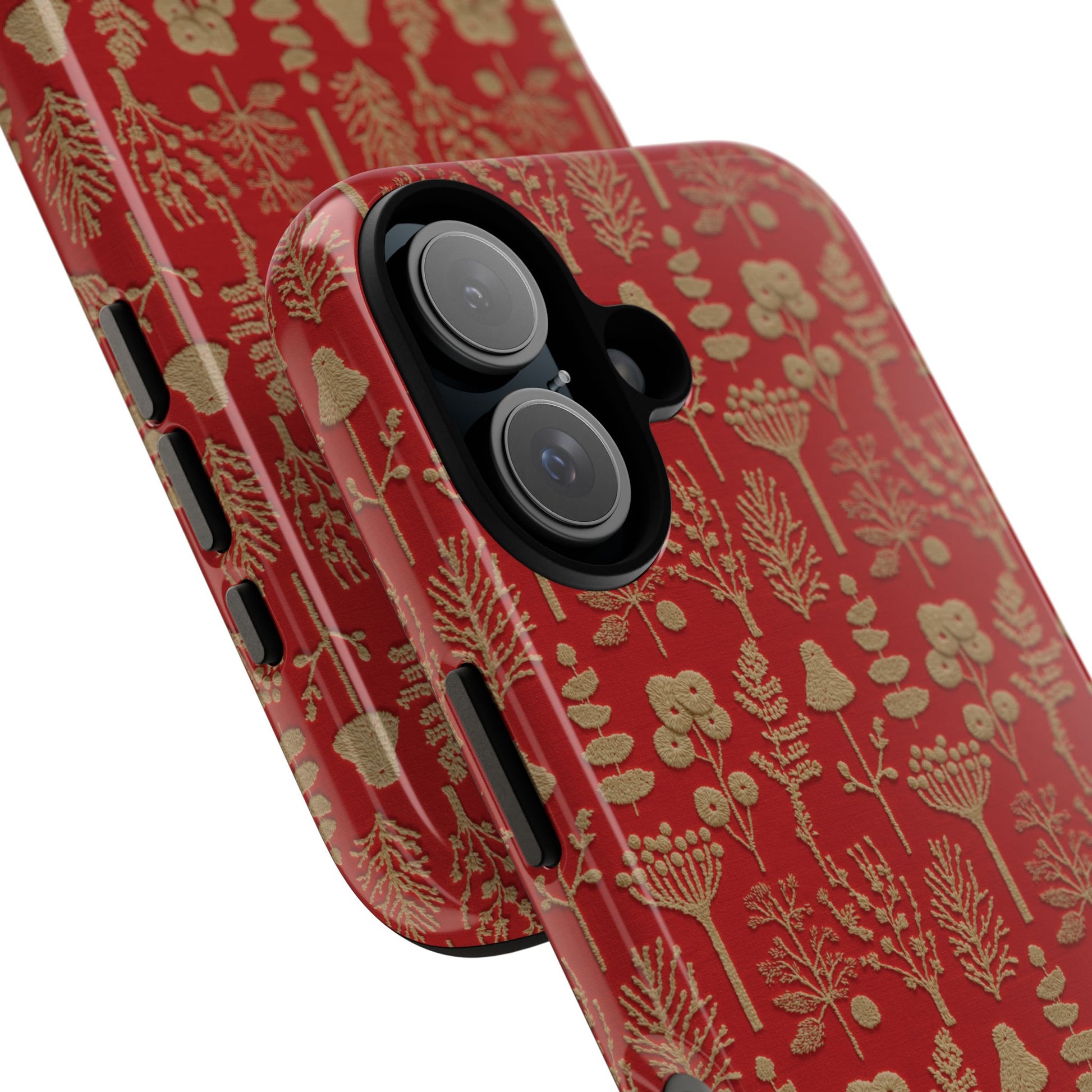 Botanical Embroidery Style Phone Case, Floral Stitch Effect Design for iPhone, Samsung & Pixel Models, Unique Tech Accessory Gift Idea