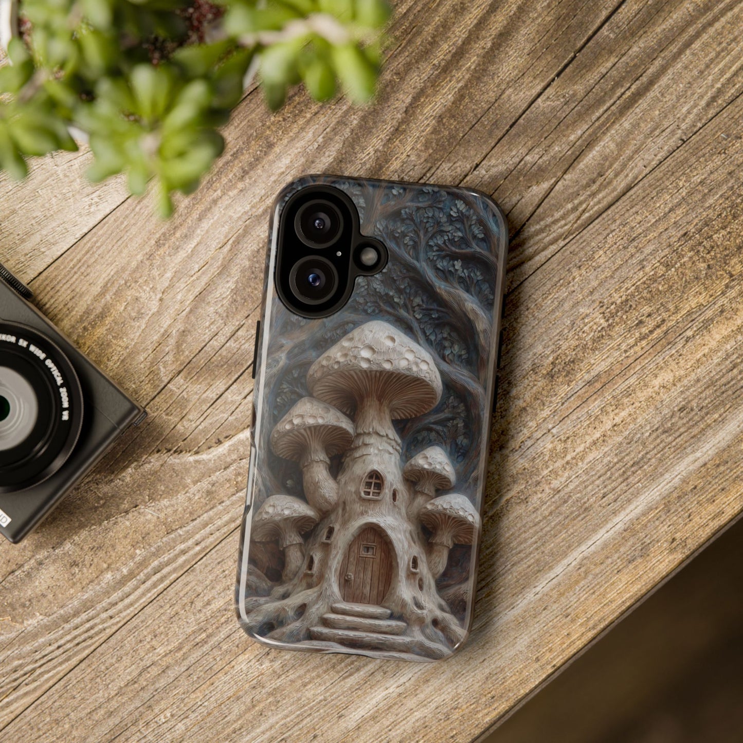 Wood Effect Mushroom House Phone Case for Fantasy Lovers, Fairy Tale Woodland Charm for iPhone, Samsung & Pixel, Unusual and Cute Gift Idea