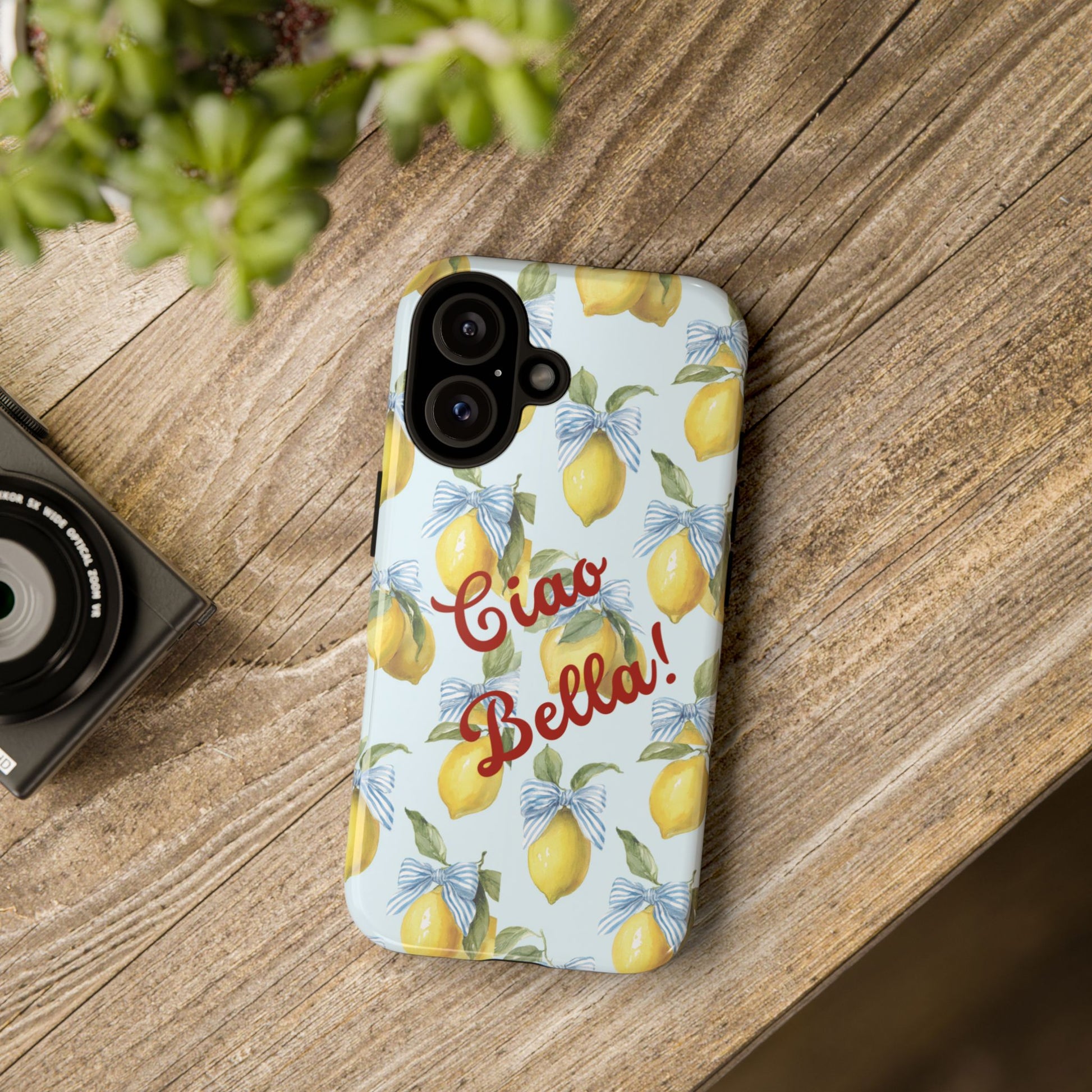 Ciao Bella Phone Case, Italian-Inspired Summer Design, Amalfi Case with Lemons and Bows, Protective and Stylish for iPhone, Samsung & Pixel