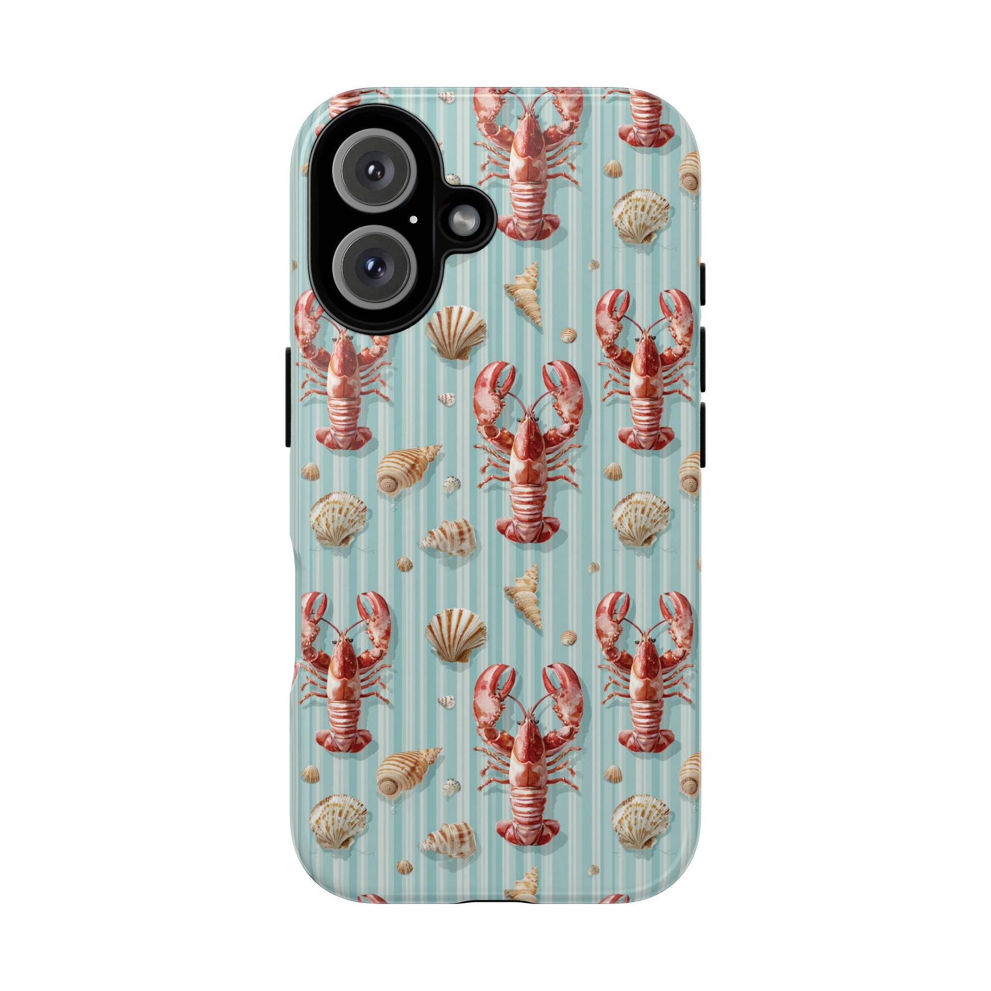 Phone Case, Watercolour Lobster Pattern Tough Case, Trendy Summer Theme Design for iPhone Samsung Pixel, Durable and Protective, Coastal