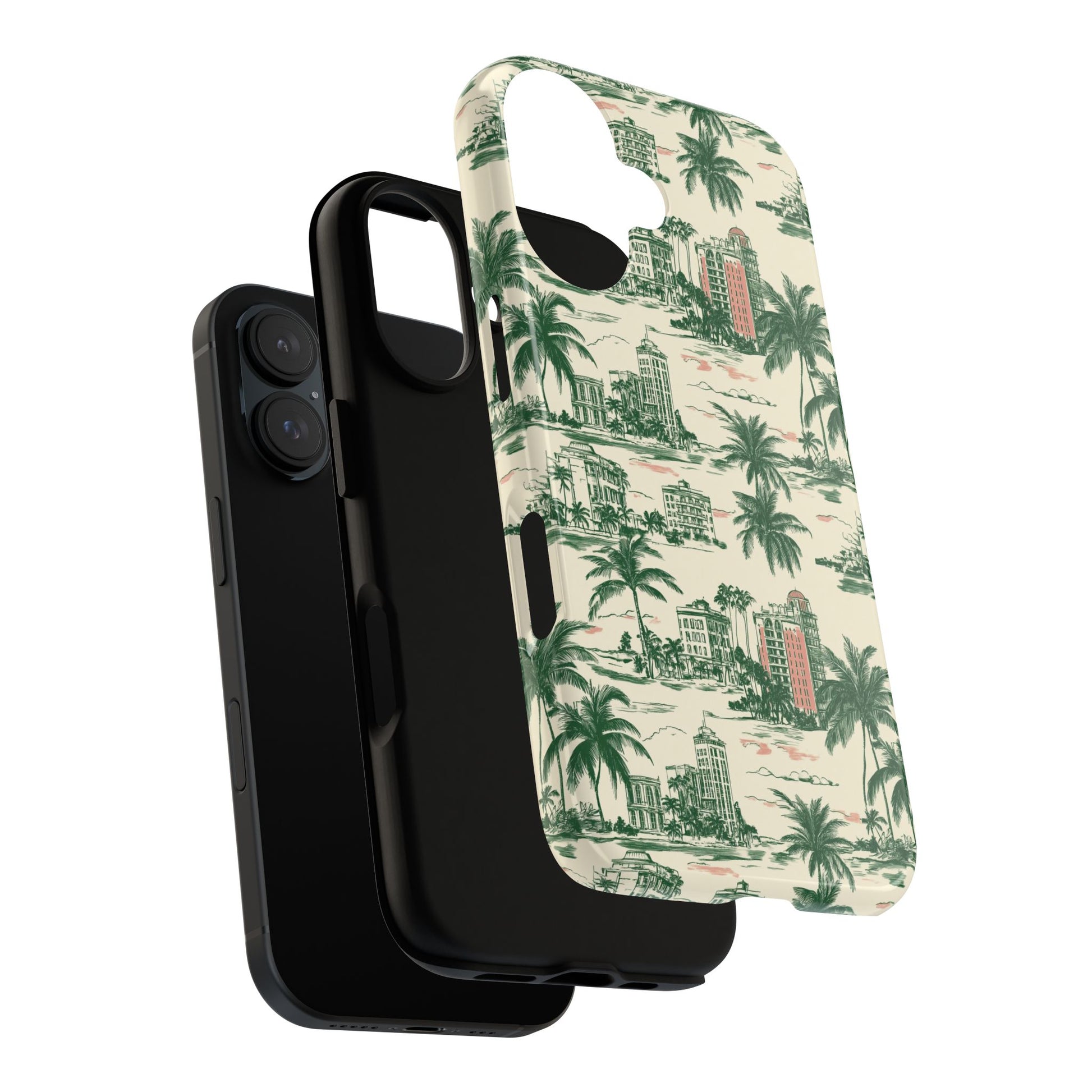 Miami Beach Art Deco Palm Tree Phone Case, Retro Summer Vibe for iPhone, Samsung & Pixel Models, iPhone Summer Case, Tech Gift Idea for Her