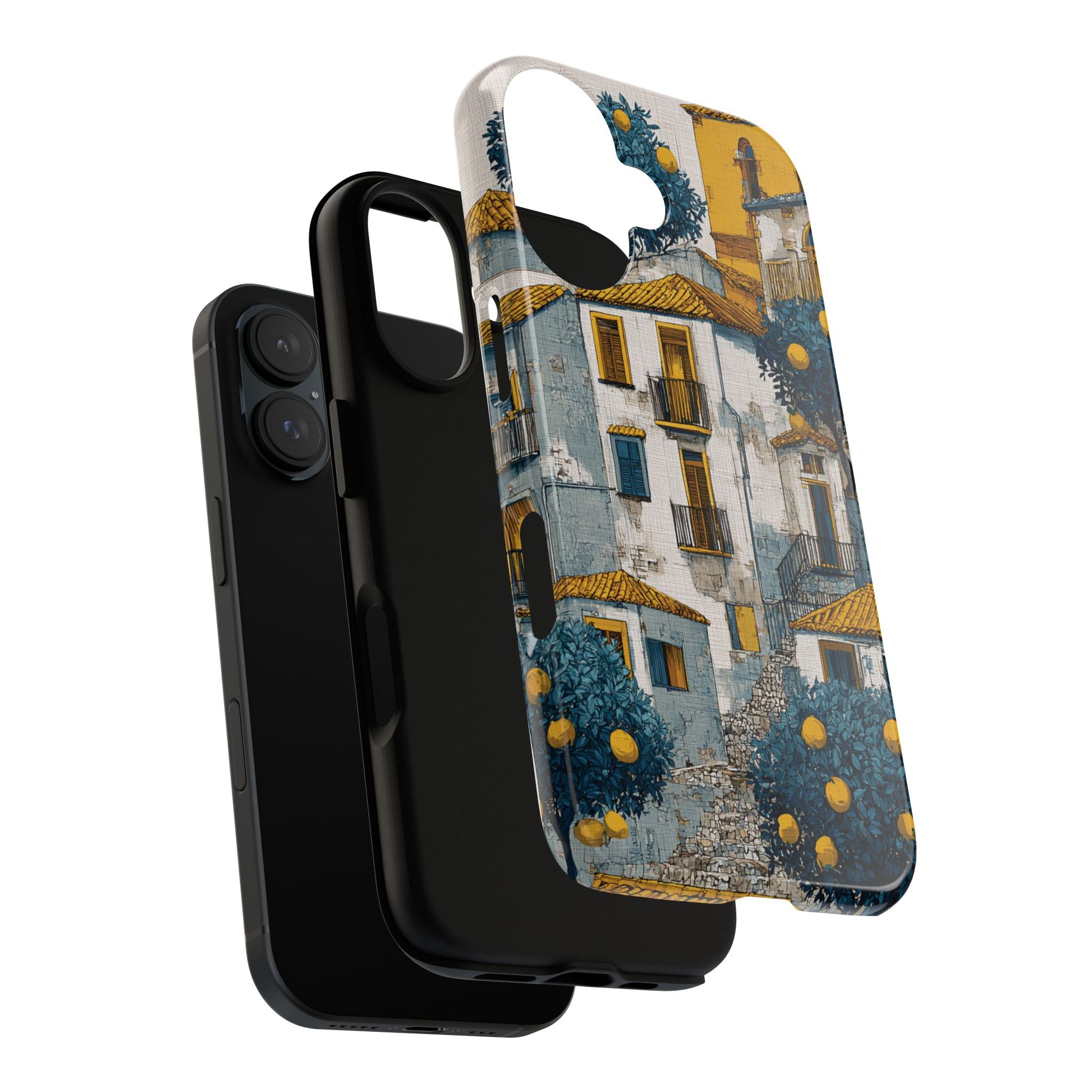 Artistic Amalfi Coast Lemon Tree Phone Case, Mediterranean Style Durable Cover for iPhone, Samsung & Pixel Models, Italian Summer Aesthetic