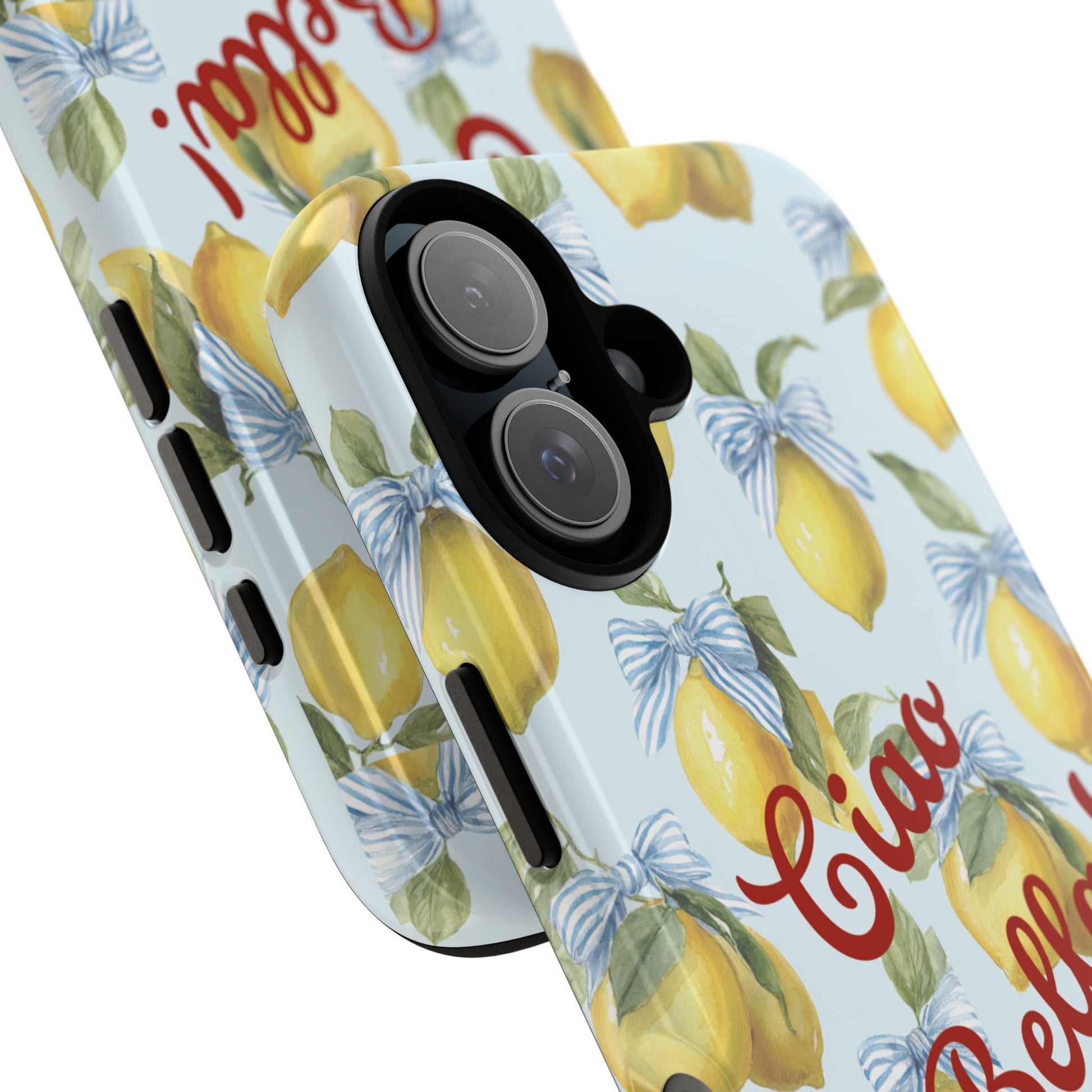 Ciao Bella Phone Case, Italian-Inspired Summer Design, Amalfi Case with Lemons and Bows, Protective and Stylish for iPhone, Samsung & Pixel