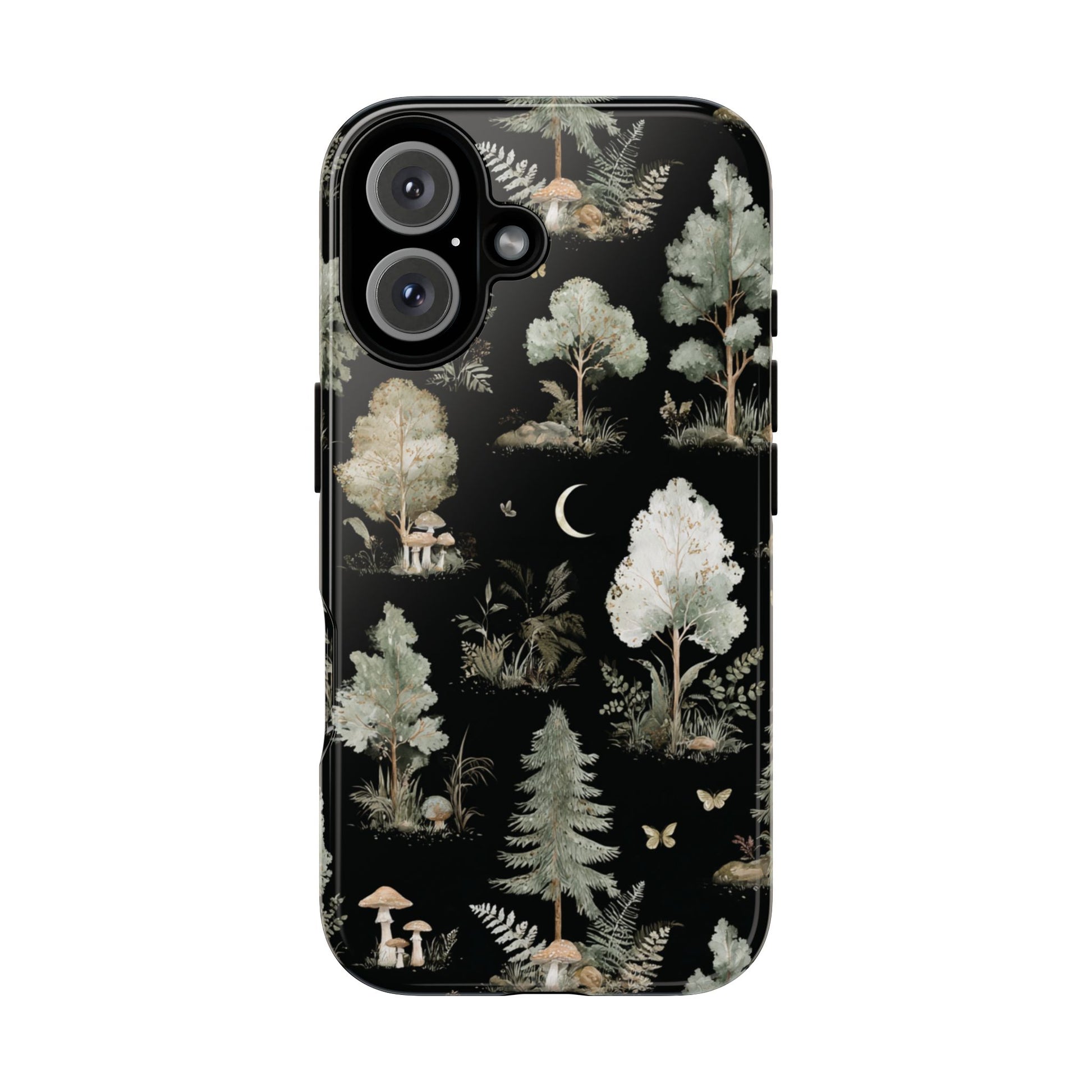 Enchanted Forest Phone Case with Watercolor Trees, Ferns, Mushrooms - Gothic Nature Art for iPhone Samsung Pixel, Gothic Cottagecore Case