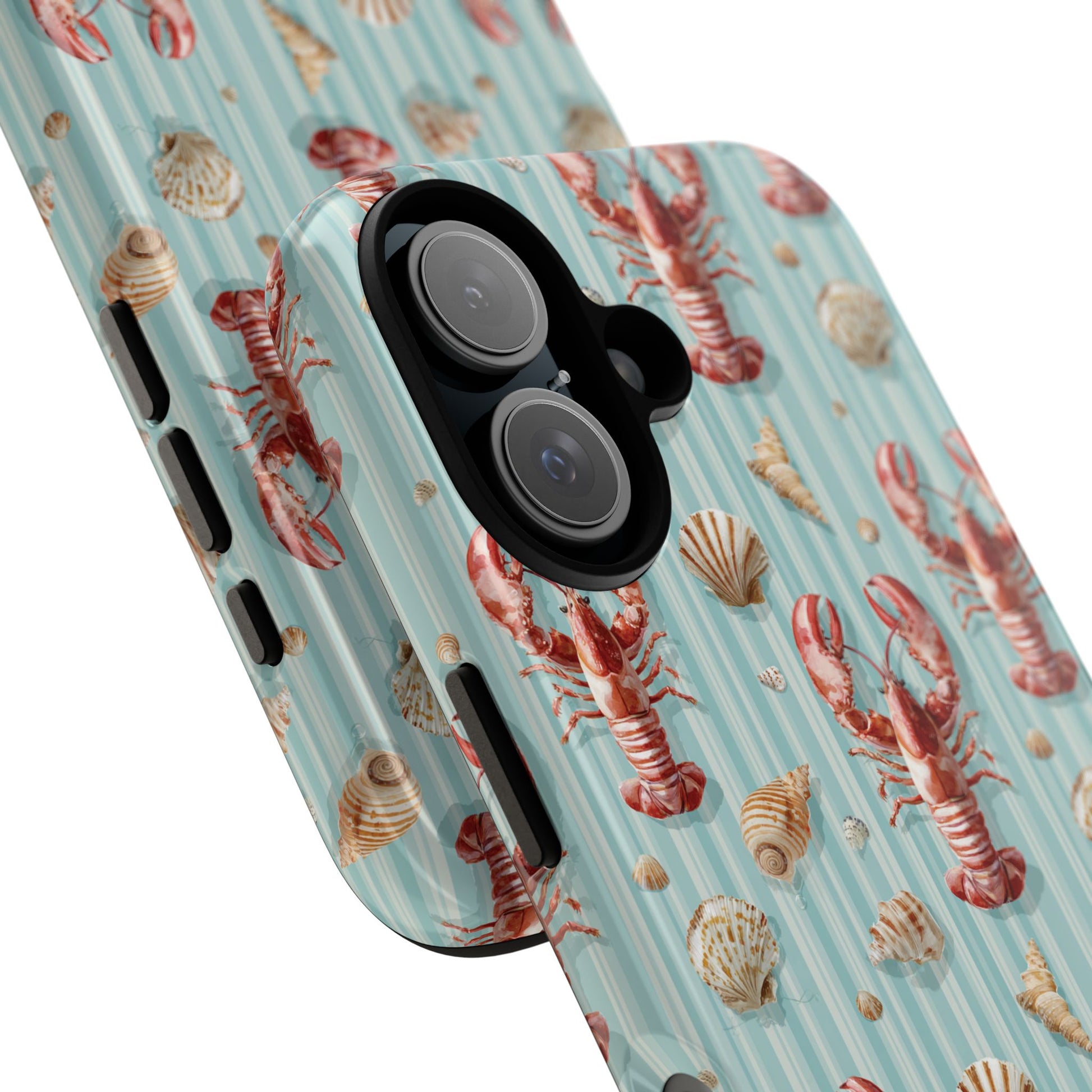 Phone Case, Watercolour Lobster Pattern Tough Case, Trendy Summer Theme Design for iPhone Samsung Pixel, Durable and Protective, Coastal